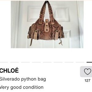 Chloé Brown Python-Print Shoulder Bag with Tan Trim